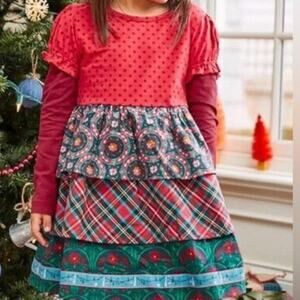 Matilda Jane Size 6 Girls Jolly Holiday Dress Ruffled Tiered Long Sleeve